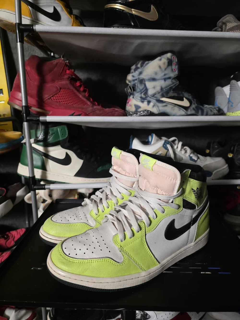 🔥 Nike Air Jordan 1 High Neon Green/Black/White Visionaire Men Size 10.5